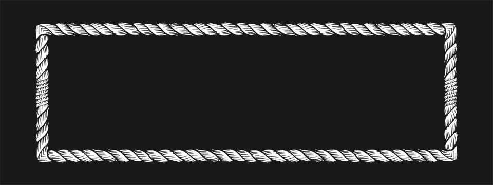 Rectangle rope frame on black background vector illustration