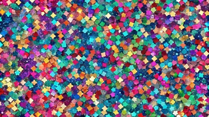 Vibrant confetti inspired abstract seamless vector pattern featuring colorful glitter mosaic texture for various design applications.