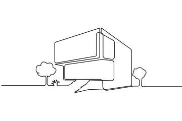 Simple modern house continuous one-line art drawing. Vector illustration