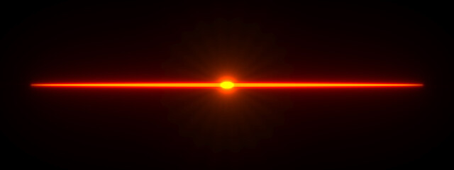 Moving orange light streak ray. 3D illustration