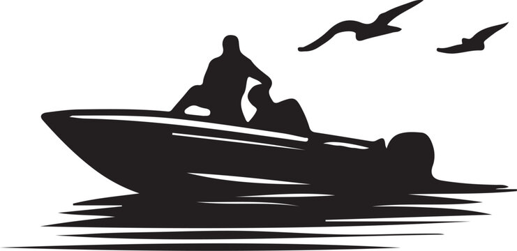 surfing boat vector art illustration 
