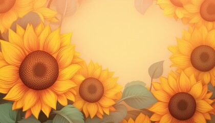 向日葵とコピースペースのイラスト