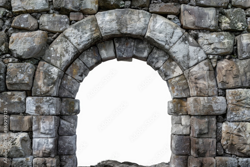 Poster a stone arch with a window opening, suitable for historical or architectural settings