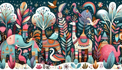Obraz premium ilustración, exótica, lujo, hojas, plátano colores pastel, palma, paisaje, dibujado a mano, palmeras, jungla, wallpaper, papel mural, papel pintado, decoración de interiores, banana, interiorismo