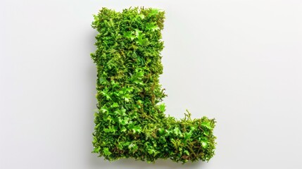 A creative illustration of a letter L formed by moss growing on a surface