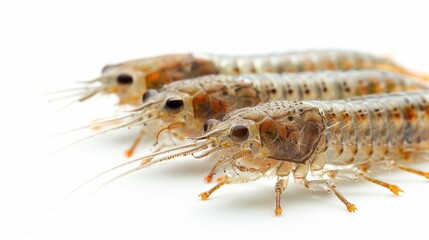 Fototapeta premium Two shrimps on a white surface, suitable for food or scientific illustrations