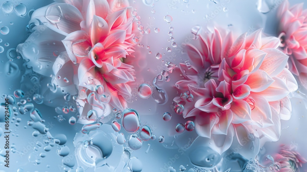Poster a bunch of pink flowers floating in water, ideal for use as a decorative element or symbolizing love
