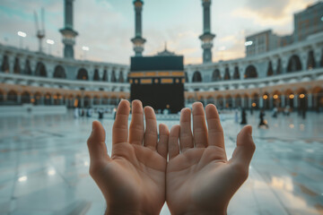Hands Raised in Prayer at the Kaaba