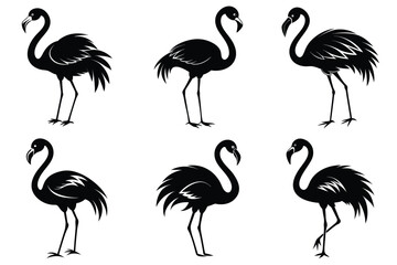 Flamingo silhouette vector art illustration