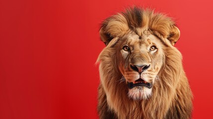 Fototapeta premium A majestic lion stares intensely at the camera.