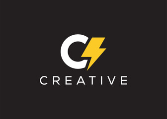Minimal and professional Letter C thunder logo design template
