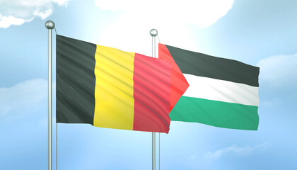 Palestine and Belgium Flag Together A Concept of Relations