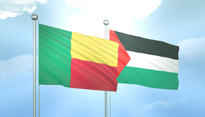 Palestine and Benin Flag Together A Concept of Relations