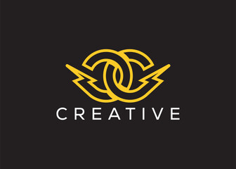Minimal and professional Letter C C thunder logo design template