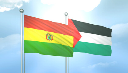 Palestine and Bolivia Flag Together A Concept of Relations