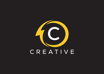 Minimal and professional Letter C thunder logo design template