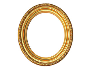 Obraz premium Elegant golden oval frame with intricate detailing for artworks, photographs and decorative purposes. Perfect for classic and vintage decor.