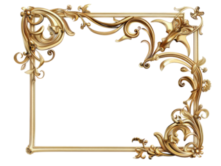 Elegant golden ornate frame with intricate floral designs, perfect for art, photo or decorative purposes