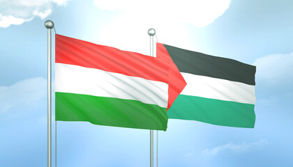 Palestine and Hungary Flag Together A Concept of Relations
