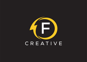 Minimal and professional Letter f thunder logo design template