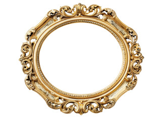 Elegant vintage gold oval picture frame with intricate carvings, perfect for adding a touch of luxury to any decor or art display.