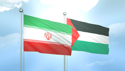 Palestine and Iran Flag Together A Concept of Relations