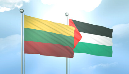 Palestine and Lithuania Flag Together A Concept of Relations