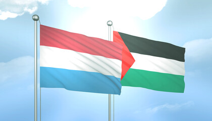 Palestine and Luxembourg Flag Together A Concept of Relations
