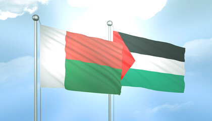 Palestine and Madagascar Flag Together A Concept of Relations