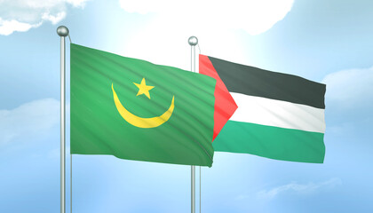 Palestine and Mauritania Flag Together A Concept of Relations