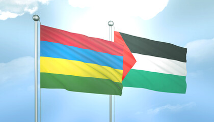 Palestine and Mauritius Flag Together A Concept of Relations