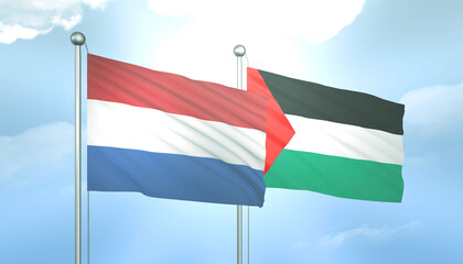 Palestine and Netherlands Flag Together A Concept of Relations
