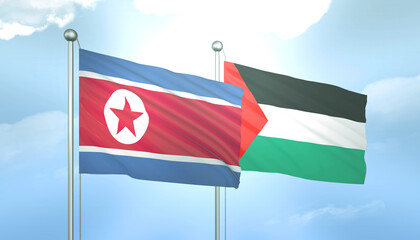 Palestine and North Korea Flag Together A Concept of Relations