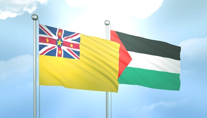Palestine and Niue Flag Together A Concept of Relations