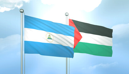 Palestine and Nicaragua Flag Together A Concept of Relations