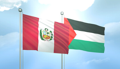 Palestine and Peru Flag Together A Concept of Relations