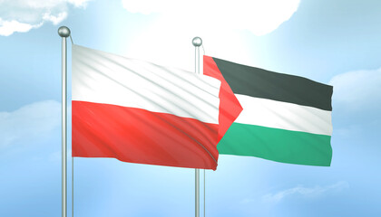 Palestine and Poland Flag Together A Concept of Relations