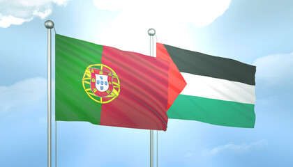 Palestine and Portugal Flag Together A Concept of Relations