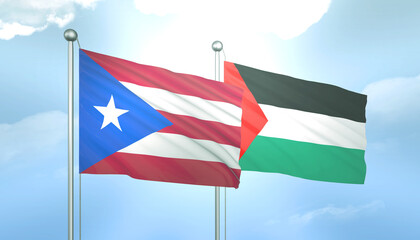 Palestine and Puerto Rico Flag Together A Concept of Relations