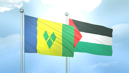 Palestine and Saint Vincent Flag Together A Concept of Relations
