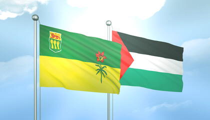 Palestine and Saskatchewan Flag Together A Concept of Relations