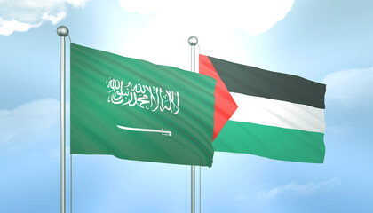 Palestine and Saudi Arabia Flag Together A Concept of Relations