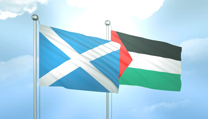Palestine and Scotland Flag Together A Concept of Relations