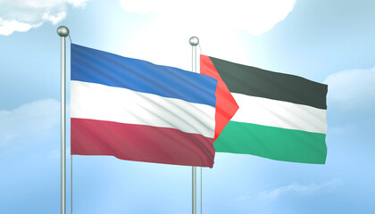 Palestine and Serbia and Montenegro Flag Together A Concept of Relations