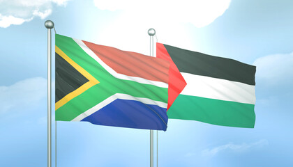 Palestine and South Africa Flag Together A Concept of Relations