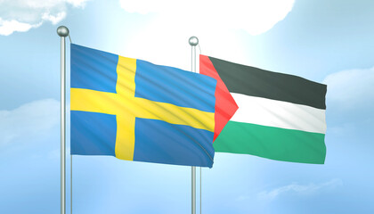 Palestine and Sweden Flag Together A Concept of Relations
