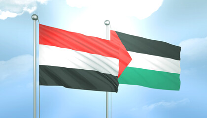 Palestine and Yemen Flag Together A Concept of Relations