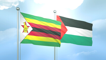 Palestine and Zimbabwe Flag Together A Concept of Relations