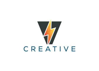 Minimal and professional Letter V thunder logo design template