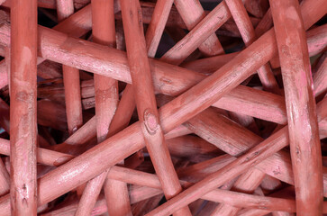 red wooden rattan macro close up